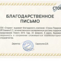 Благодарственное письмо "Сторинг"
